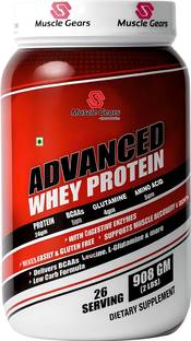 Muscle Gears Advanced Whey Protein Powder, Chocolate Flavour, 24g Protein, 4g BCAAs,1kg Whey Protein