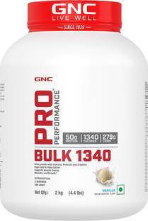 GNC Pro Performance Bulk 1340 | Promotes Targeted Gains|(Vanilla Ice Cream, 2kg) Weight Gainers/Mass Gainers