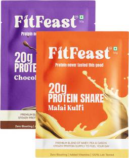 FitFeast Whey Protein Sachet | Malai Kulfi | Chocolate Brownie | 50gms Each Whey Protein
