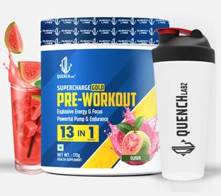 QUENCHLABZ Supercharge Gold Pre-Workout + Shaker | Energy, Focus, Pump & Strength Pre Workout