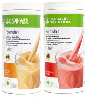 HERBALIFE 2 PCS OF Formula 1 Nutritional Shake Mix ORANGE + STRAWBERRY Flavor Plant-Based Protein