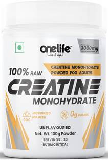 OneLife 100% Raw Creatine Monohydrate, Unflavoured and Instantized, 3000 mg Creatine