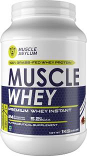 Muscle Asylum Muscle Whey 100%, Kesar Pista Flavor (25 Servings) - 1 Kg (2.2Lbs) Whey Protein