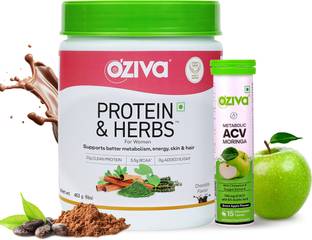 OZiva Protein & Herbs Women Weight loss Combo with Apple Cider Vinegar Fizzy Pack of 1 Whey Protein