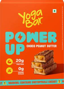Yogabar Power Up 20g Protein|5 Bars|Choco Peanut Butter|No Added Sugar|Whey Protein Protein Bars