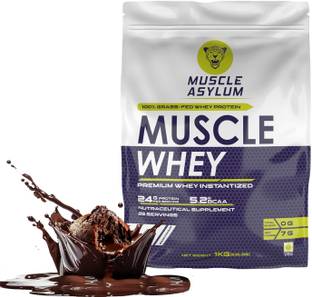 Muscle Asylum Muscle Whey 100%, 24g Protein, 5.2 Bcaa - (25 Servings) - 1 Kg (2.2Lbs) Whey Protein