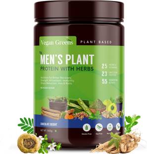 Vegan Greens Men Plant Protein With Ayurvedic Herbs For Stamina & Lean Muscle- 500g Chocolate Plant-Based Protein