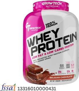Growtech 66 Servings 24G Protein Per Scoop 10G Eaa 5.5G Bcaa Low Fat & Low Carb Protein Whey Protein
