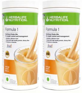 HERBALIFE 2 PCS OF Formula 1 Nutritional Shake Mix ORANGE + ORANGE Flavor Plant-Based Protein