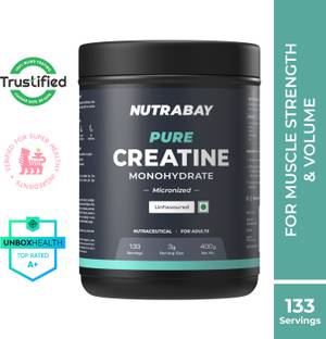 Nutrabay Pure Micronised Creatine Monohydrate | Pre/Post Workout Supplement -400 Gram Creatine