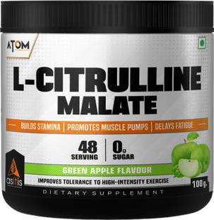 AS-IT-IS Nutrition ATOM L-Citrulline Malate Powder 2000mg Pre-Workout 100gm, Green Apple EAA (Essential Amino Acids)