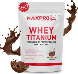 Nakpro TITANIUM Whey Protein Hydro, Isolate & Concentrate - 2kg (1kg*2) Chocolate Whey Protein