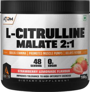 AS-IT-IS Nutrition ATOM L Citrulline Malate 2:1-100gms | 48 servings | Strawberry Lemonade Flavour EAA (Essential Amino Acids)