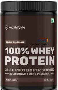 Healthifyme Double Chocolate 25.5gm protein 5.6gm BCAA With Digestive Enzymes No added Sugar Whey Protein
