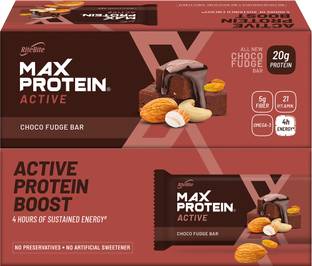 RiteBite Max Protein Bar Active Choco Fudge, Healthy Protein Snack, No Preservatives, 20g Protein Bars