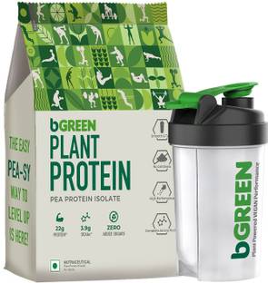 bGreen Plant Protein Powder, Pea Protein Isolate, 22g Protein with Shaker Plant-Based Protein