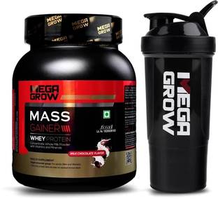 MEGAGROW Whey Protein Mass Gainer- Milk Chocolate Flavour | 22.81g Protein, High Calories Whey Protein