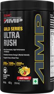 GNC AMP Gold Series Ultra Rush | 450 gm (Fruit Punch) Pre Workout