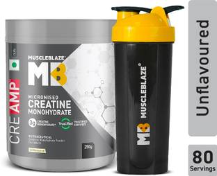 MUSCLEBLAZE Creatine Monohydrate CreAMP™ with CreAbsorb™, Trustified Certified with Shaker