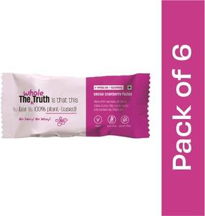 The Whole Truth Cocoa Cranberry Fudge | Pack of 6 x 40g | Energy Bars