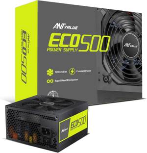 Ant ECO500 Non Modular Gaming Power Supply/PSU for PC 500 Watts Computer PSU with 4 SATA Cables