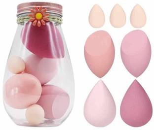 Beautiflame 7Pcs Blender Makeup Sponge Set with Decorative Reusable Floral Container