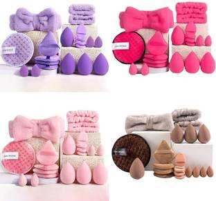 Cappuvini Soft Makeup Puff Set with Headband & Clean Pad | 20 Pcs Beauty Blender Kit