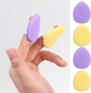 Gonegal 4 Pcs Finger Puff Mini Air Cushion Makeup Blender Makeup Sponge Soft Finger Puff