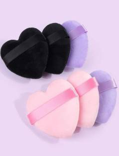 SUNAINA Makeup Pure Cotton Heart shape Powder Puff Foundation Round Sponge- (Pack of 6)