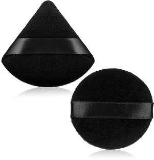Cosluxe 2 Pieces Powder Puffs Triangle Round Washable Reusable Soft Makeup Sponge