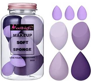 feelhigh Blender Sponge 7 Pcs in A jar Storage ,Makeup Cosmetic Puff Sponge -Multicolour