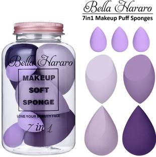 BELLA HARARO Elastic Soft 7in1 Makeup Perfecting Sponge Puff Beauty Blender with Plastic Jar