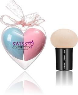 Swiss Connection 1pc Facial Puff Sponge with 2pc Beauty Blender, Makeup Sponge Blender For Women