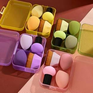 Cosluxe 4Pcs Makeup Sponges Set 2 Blenders, 1 Foundation Brush 1 Mushroom Head Sponge