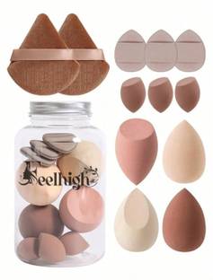 feelhigh 12 Makeup Sponges Set With Storage Jar For Liquid, Cream & Powder,