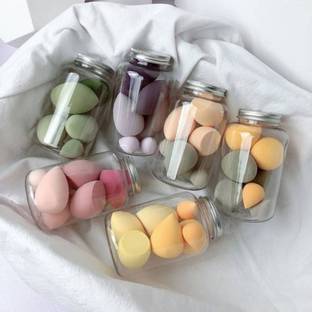 BAJAJ BEAUTY Beauty Blender Makeup Puff Reusable Sponge With Jar 7 Pcs (Multicolour)