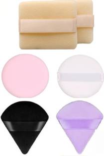 WECHARMERZ Pizza & Round Powder Puff With Square Makeup Sponge Cosmetic Blender for Powder