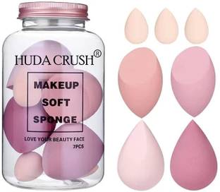 HUDA CRUSH Makeup Sponge Beauty Blender Jar Puff Set (Multicolor 4 Big + 3 Mini -7 Pcs set)