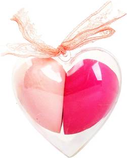 फीलहाई Unique Heart Shape Beauty Blender puff Set of 2 for Makeup With Storage Box