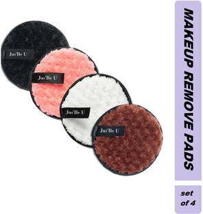 Jus’Be U Makeup Removal Reusable Cleansing Pads, Easily Removes Face & Eye (Pack of 4)