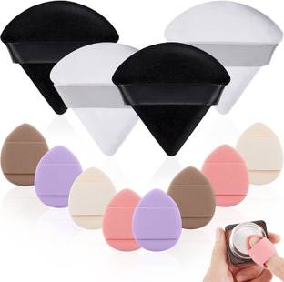 कॉस्लक्स 6-Soft Face Triangle Makeup Puff,4-Finger Soft Makeup Puff 10 Pieces set
