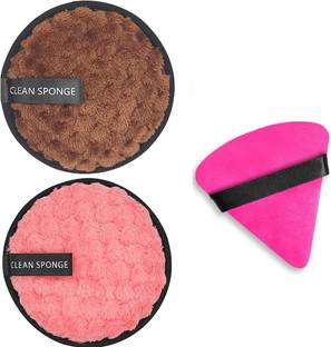 WECHARMERZ Triangle Makeup Puff 1 Pcs Makeup Remover Cleansing Pads Pack of 2