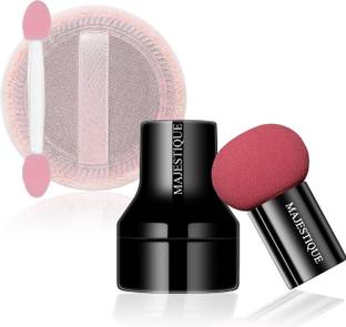 MAJESTIQUE Powder Puff and Mushroom Head Makeup Foundation Sponge with Case (Pack of 2)