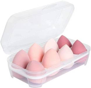 Cosluxe Makeup Sponge & Beauty Blender with Egg Case Holder, 8 Pcs SET MULTICOLORS Puff