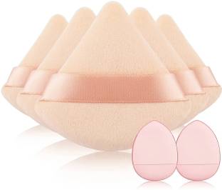 WECHARMERZ 6pcs Super Soft Fan Shape Powder Puff & Mini Finger Sponge for Face & Body