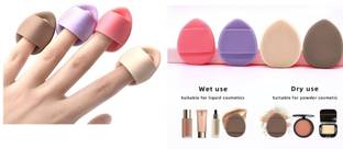 J & F 8 Pcs Finger Powder Puff Mini Soft Face Makeup Sponge Multicolor