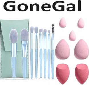 Gonegal 7Pcs Makeup Sponge With 8Pc Makeup Brush, Powder Puff Blender Tools