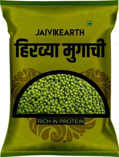 jaivikearth Organic Green Moong Dal (Whole) (hirvya mugachi, mung bean, green gram, munga, hasiru gram, paccaippayaru)