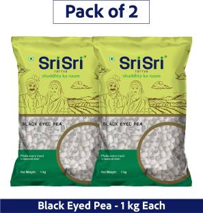 Sri Sri Tattva Black Eyed Beans (Whole) (Lobia White, 1 kg Pack of 2)