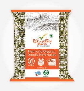 Ritually Pure Organic Green Moong Dal (Split/Chilka) (Hari Dal 1 Kg X Pack Of 2)